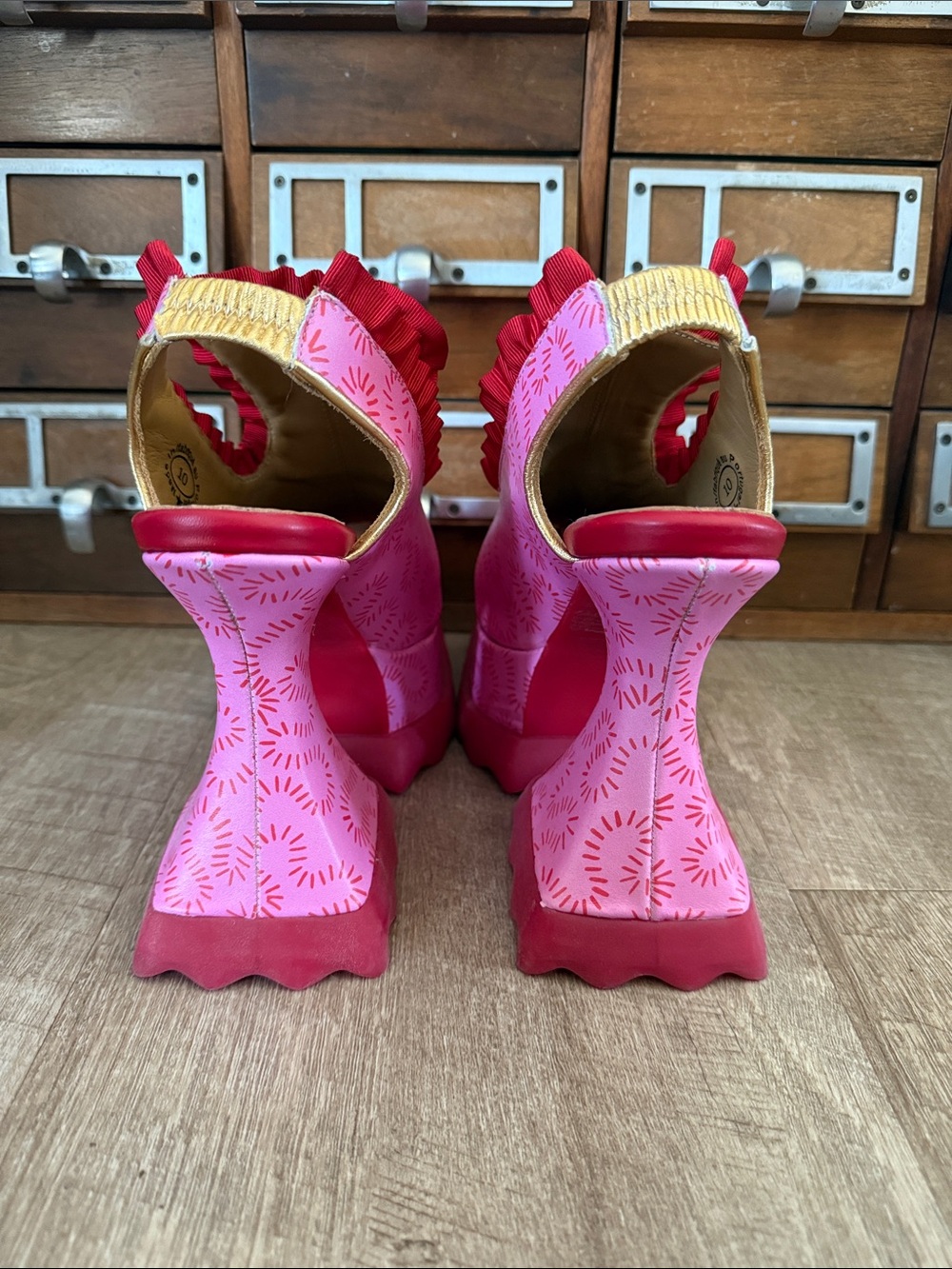 Munster Max Ruffle Lady Miss Platform Slingback Sandals Zandra Rhodes Size 10 - Picture 5 of 10